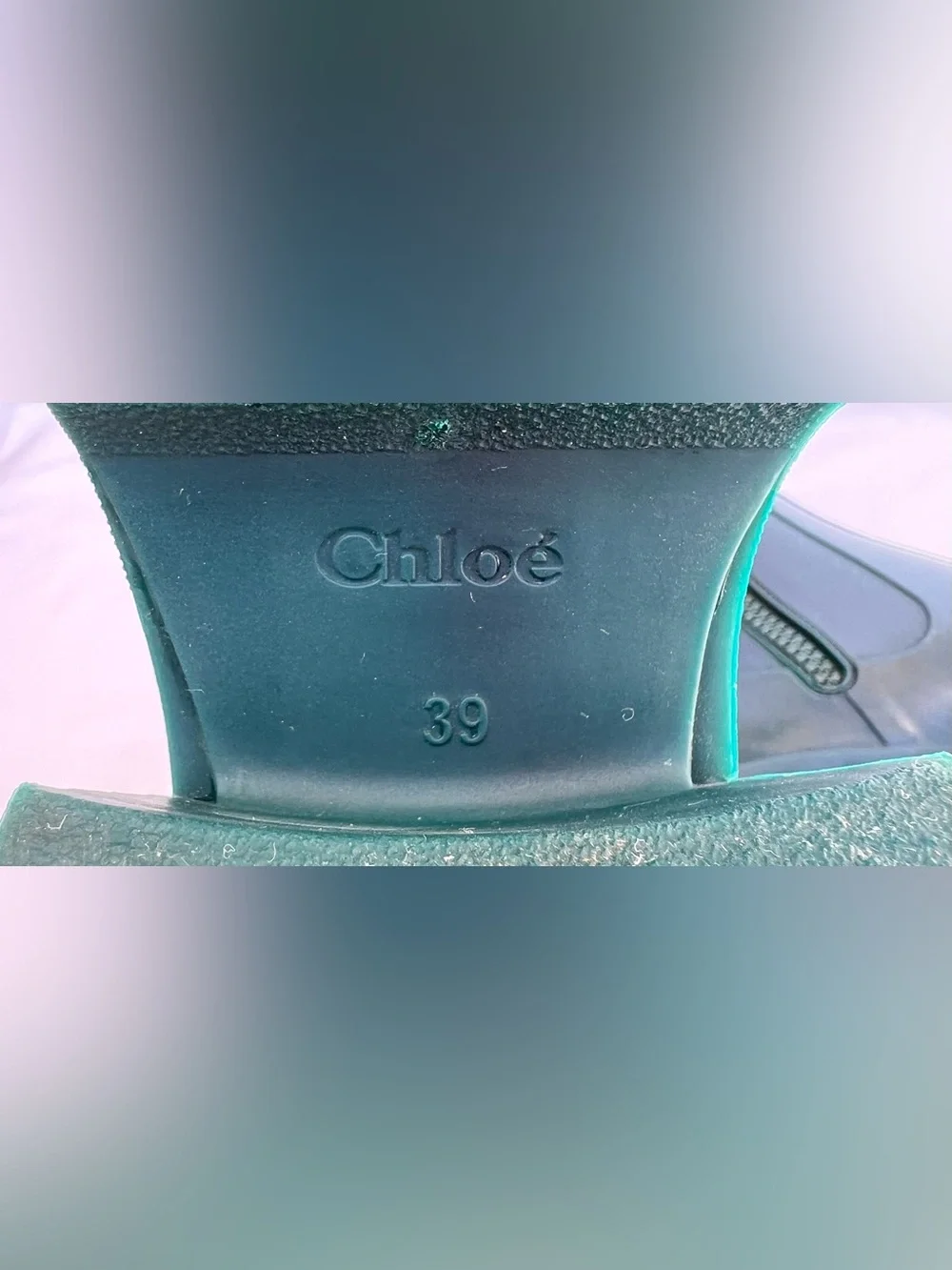 Chloe Betty Dark Emerald Green Rubber Heel Rain Boots Women’s Size 39 US 8